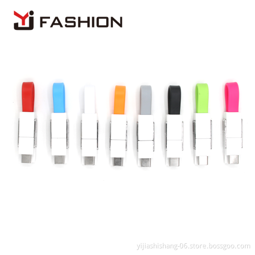 Yijiashishang 2019 New product  4 in 1 Keychain USB Cable Charging for Type-C , Micro usb , 8 pin all devices All in one keychain USB Cable